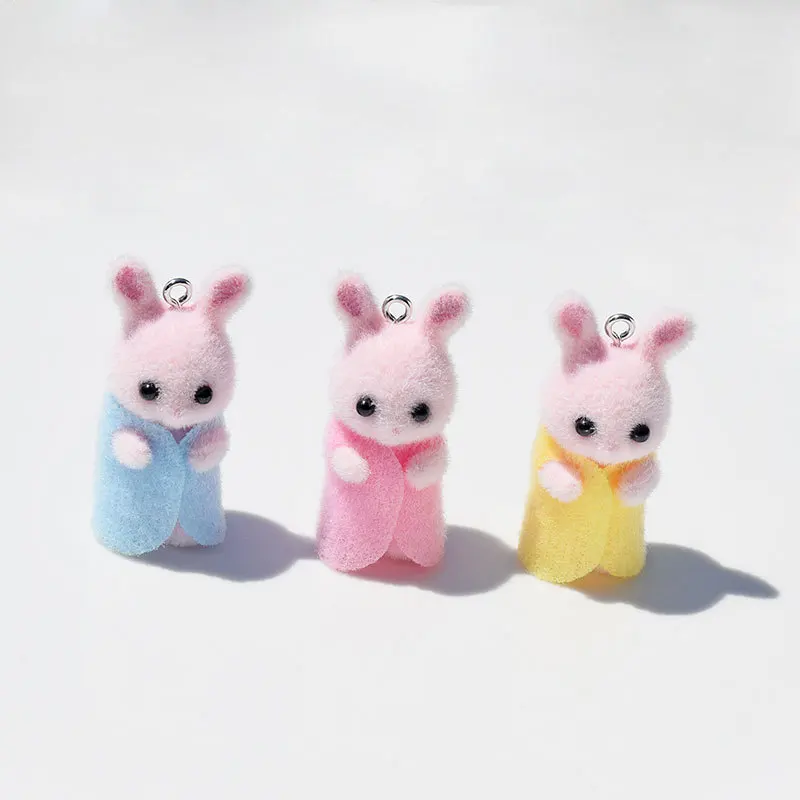 3Pcs 3D Flocking Resin Rabbit  - Resin Art Jewelry Kit ulasan dan harga