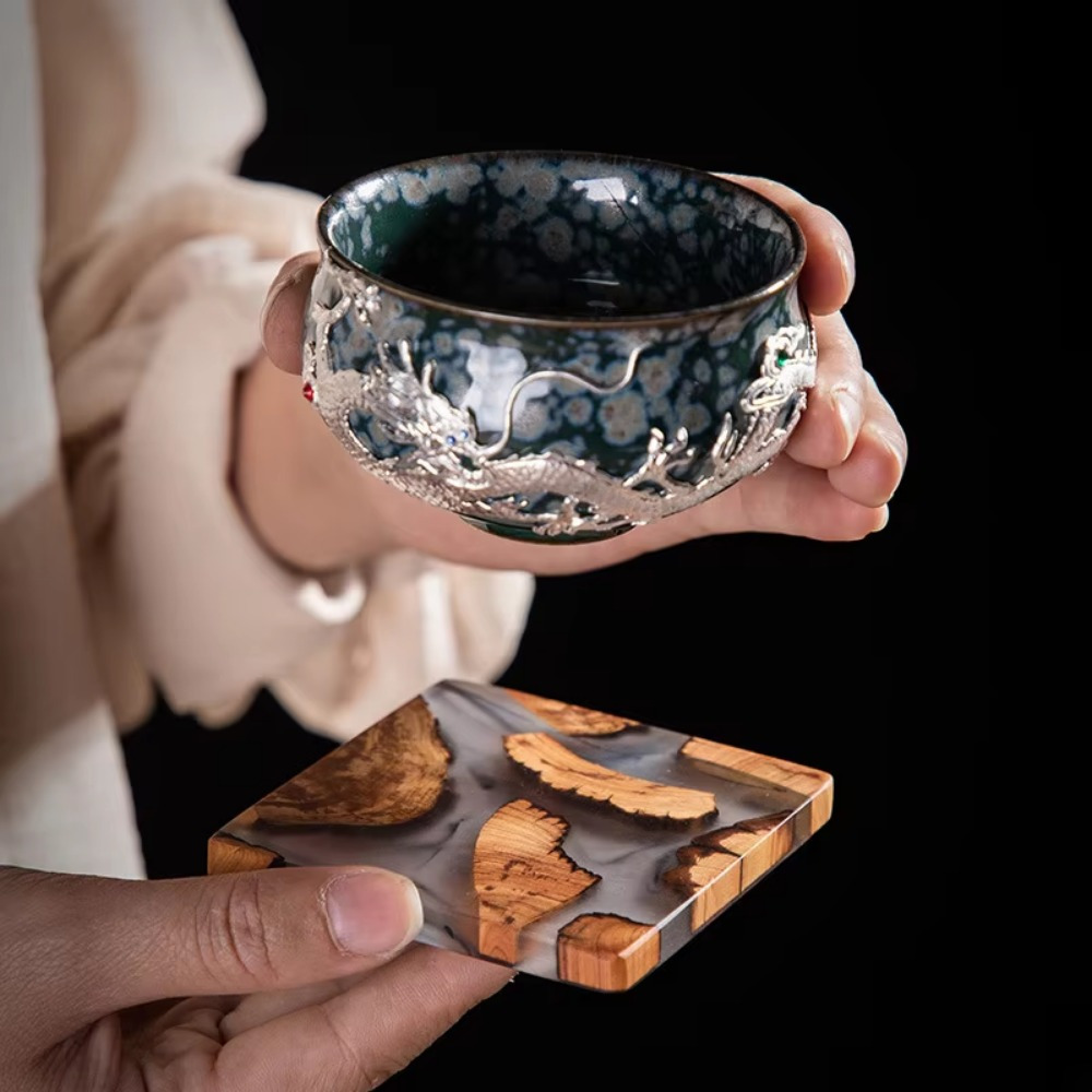 Wood Resin Coasters Square Cup - Resin Art Coasters ulasan dan harga