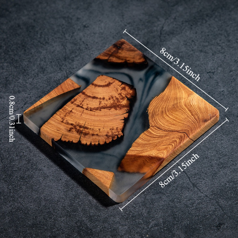 Wood Resin Coasters Square Cup - Resin Art Coasters ulasan dan harga