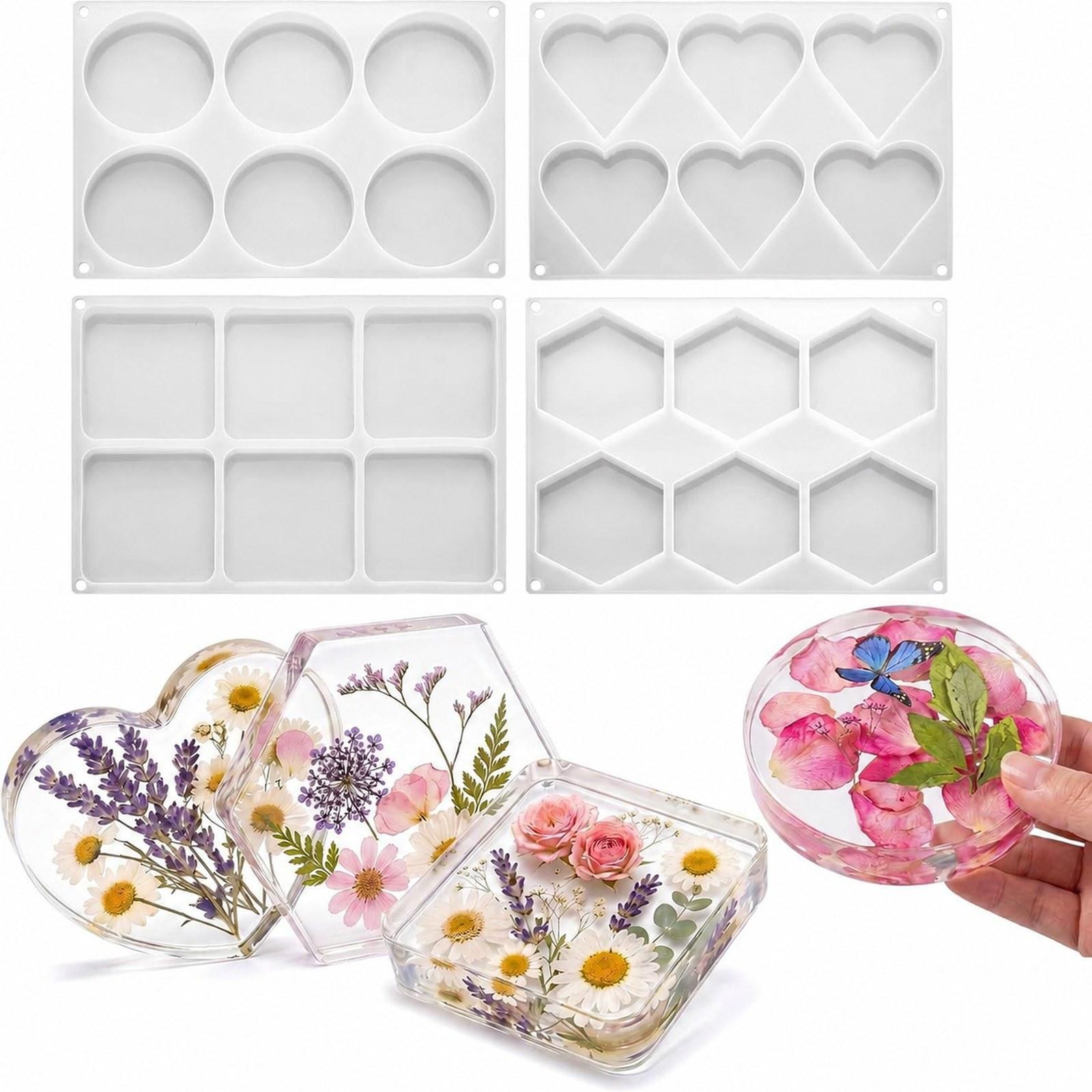 4Pcs Deep Resin Coaster Molds  - Resin Art Coasters ulasan dan harga
