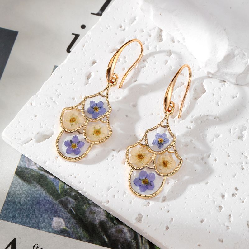 Creative Dried Flower Earrings - Dried Flower Pressed ulasan dan harga