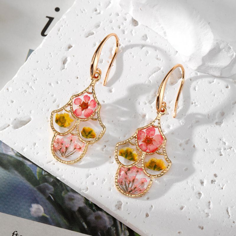 Creative Dried Flower Earrings - Dried Flower Pressed ulasan dan harga