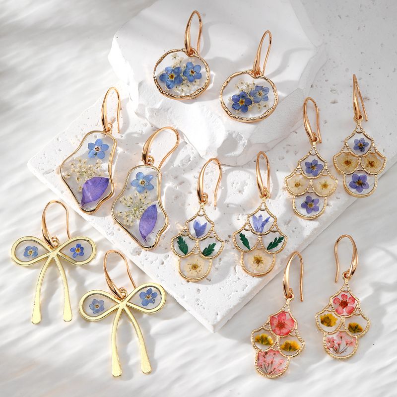 Creative Dried Flower Earrings - Dried Flower Pressed ulasan dan harga