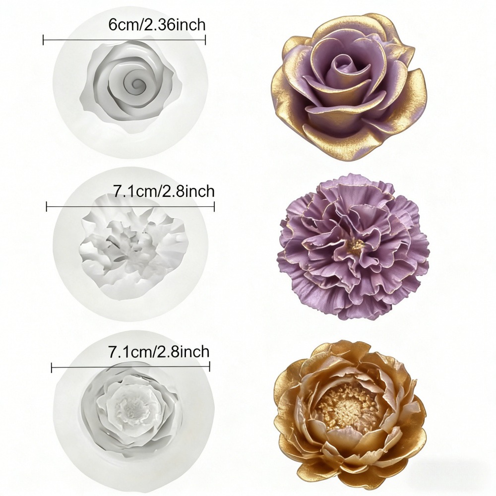 3-Piece Silicone Molds for Ros - Resin Art Design For Wedding ulasan dan harga