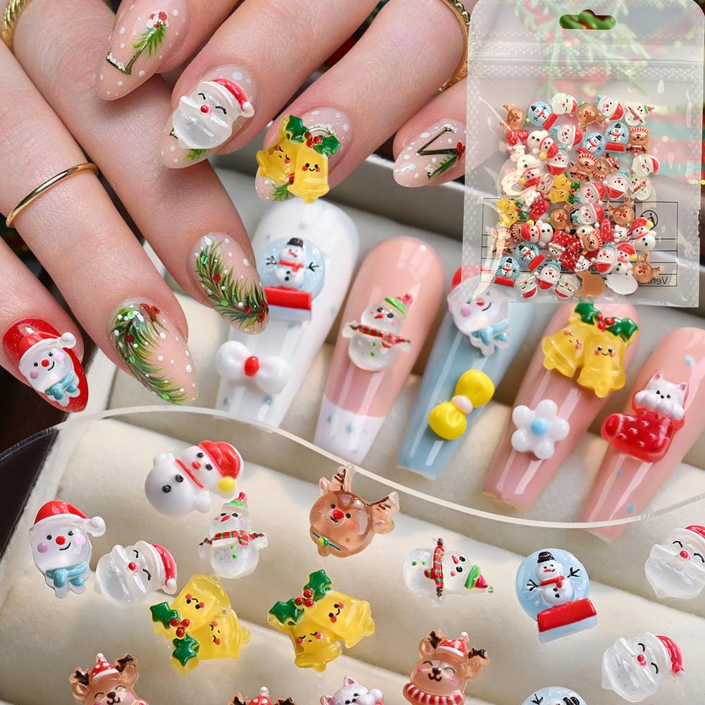 50Pcs 3D Christmas Snowman Elk - Xmas Resin Art ulasan dan harga