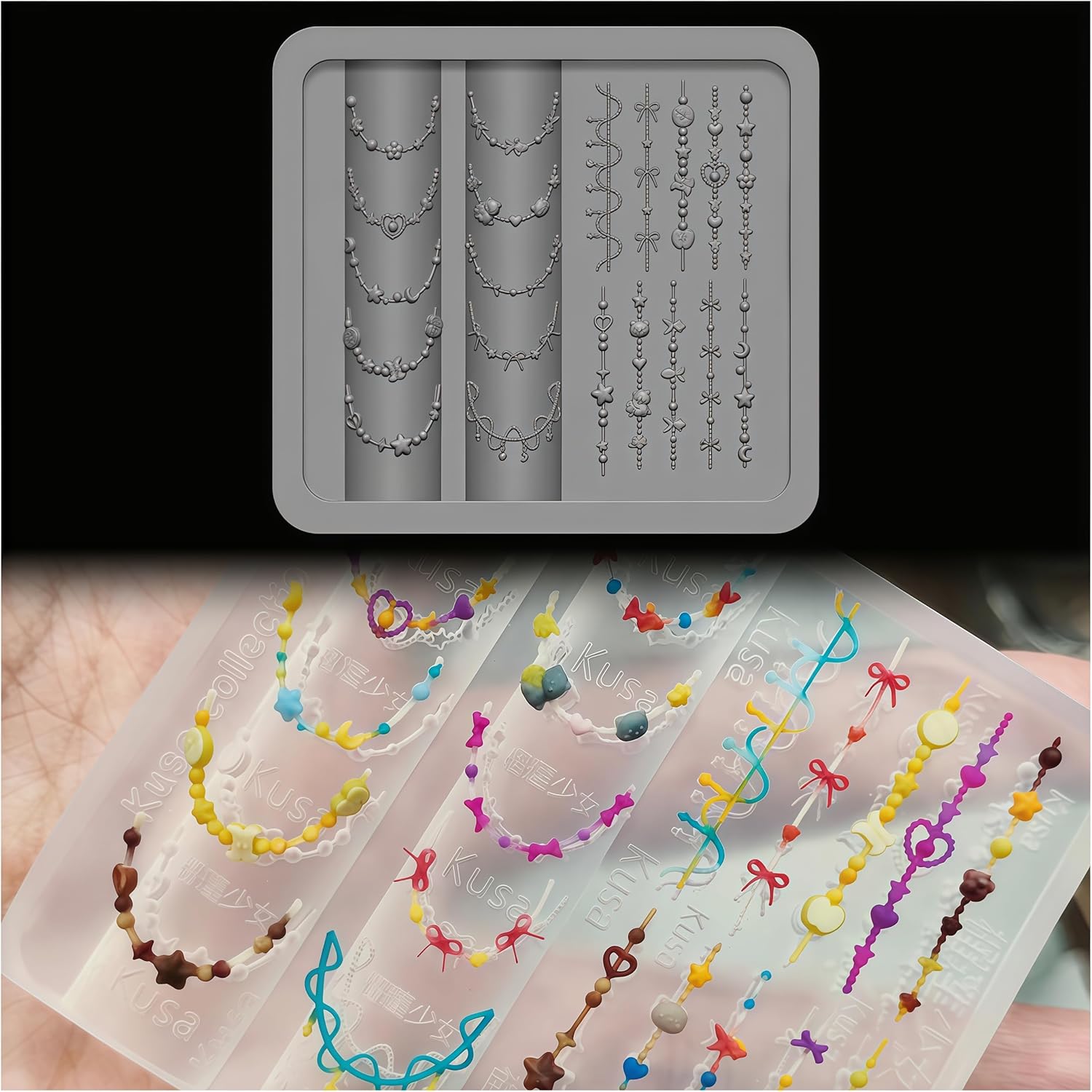 3D Bead Necklace Gel Nail Art  - Resin Art Templates Free ulasan dan harga