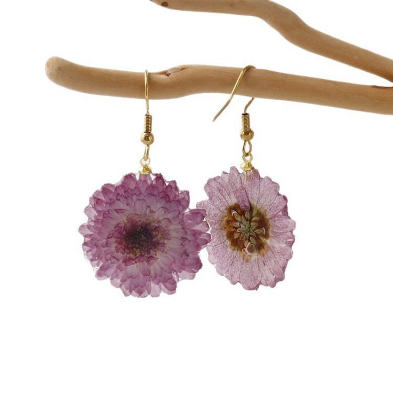 Natural Hydrangea Flower Earri - Dried Flower Pressed ulasan dan harga