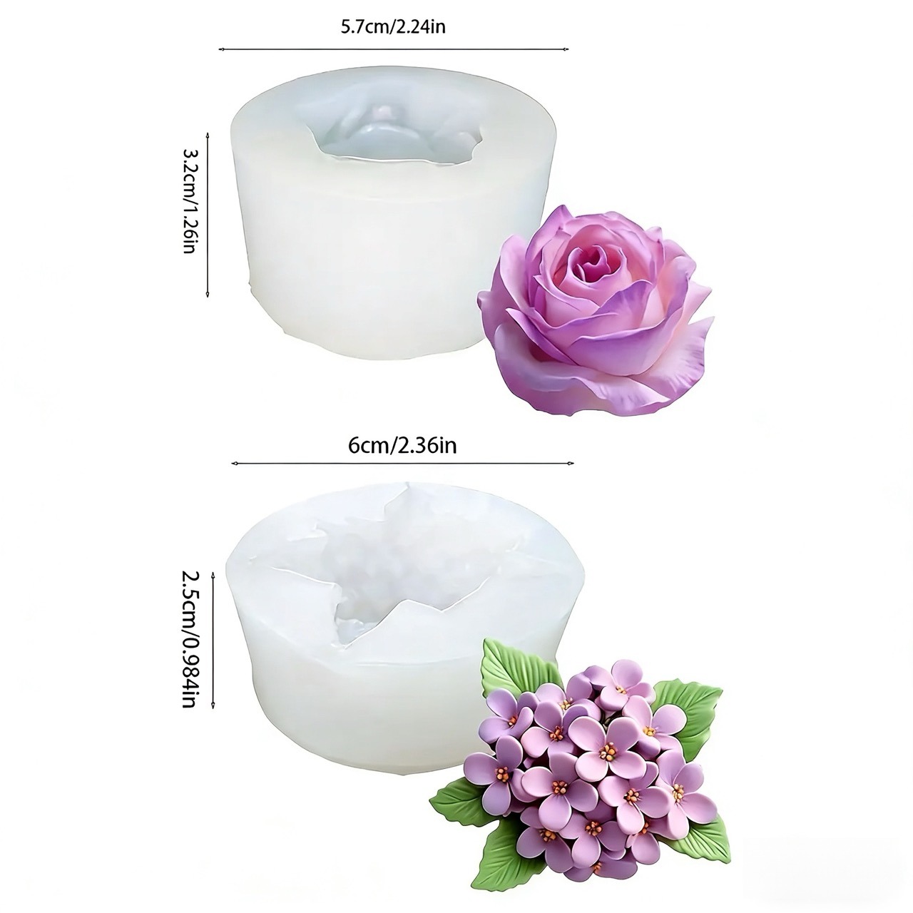 2-Piece 3D Rose and Lilac Sili - Resin Art Design For Wedding ulasan dan harga