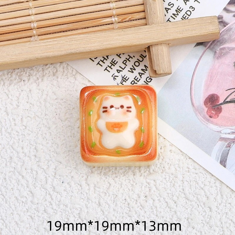 10Pcs Kawaii Cat Toast Bread R - Resin Art Handmade ulasan dan harga