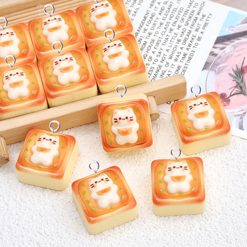 10Pcs Kawaii Cat Toast Bread R - Resin Art Handmade ulasan dan harga