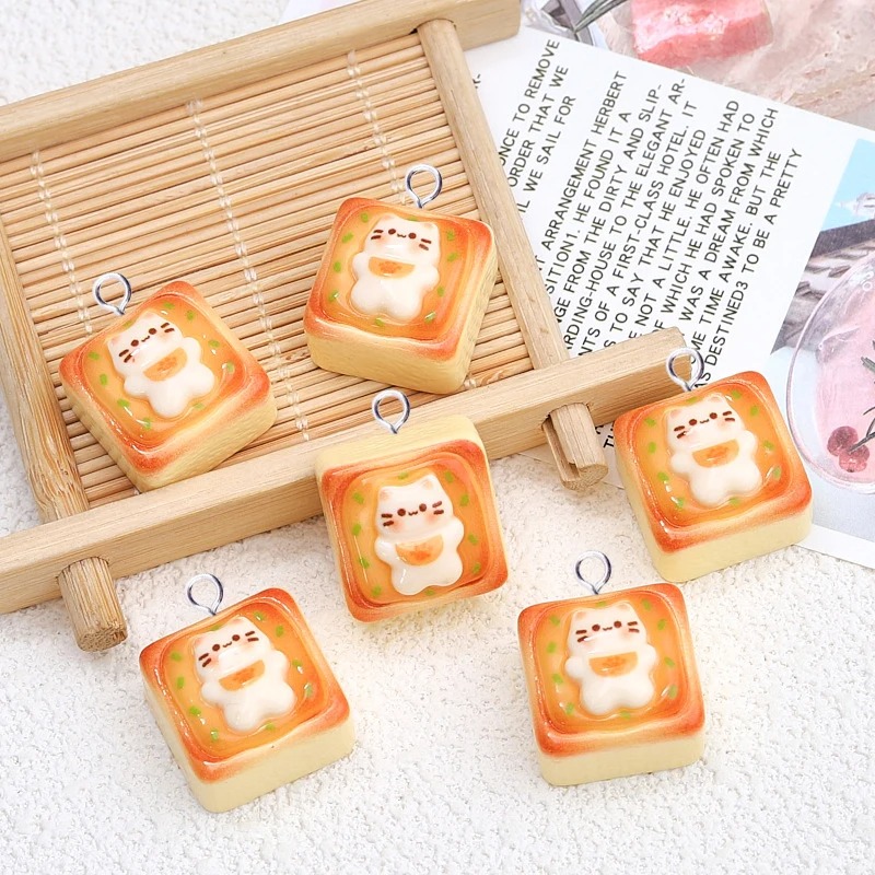 10Pcs Kawaii Cat Toast Bread R - Resin Art Handmade ulasan dan harga