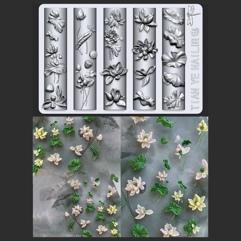 Flowers Series 3D Curved Nail  - Resin Art Templates Free ulasan dan harga