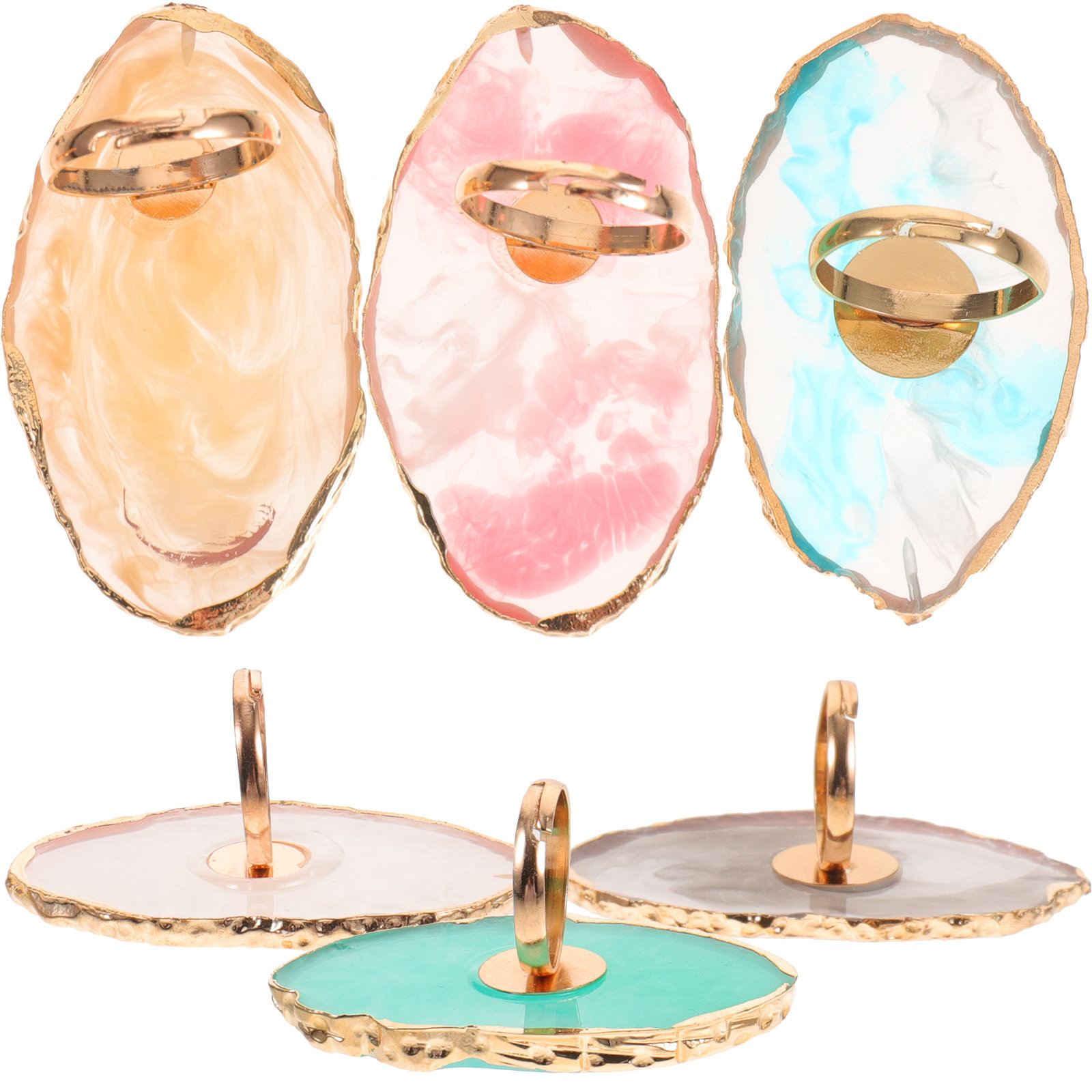 6Pcs Resin Nail Color Mixing P - Resin Art Ring Design ulasan dan harga