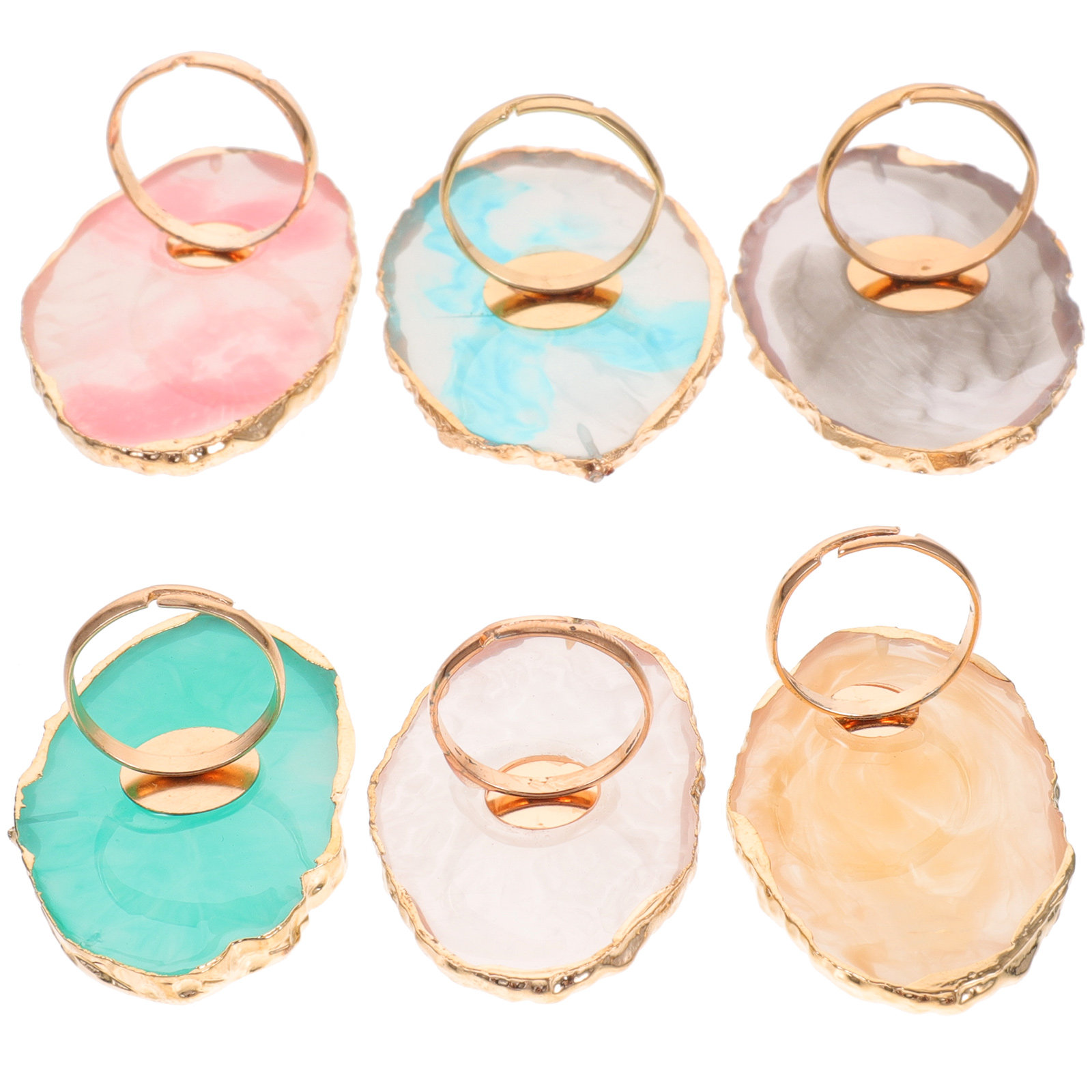 6Pcs Resin Nail Color Mixing P - Resin Art Ring Design ulasan dan harga