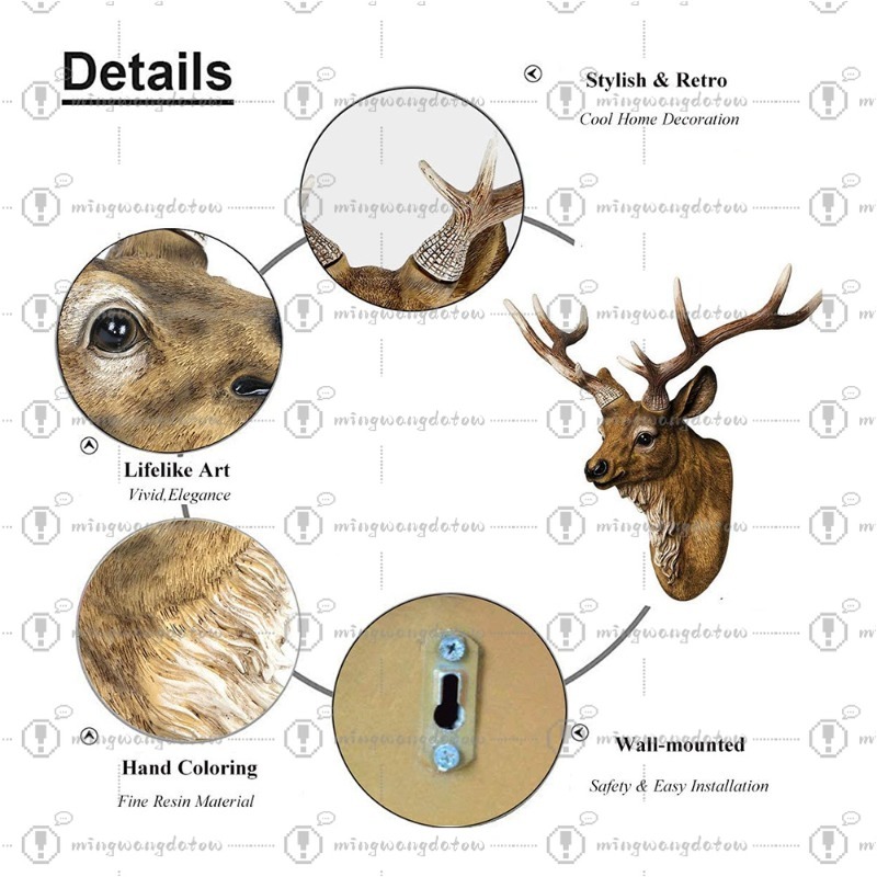 Faux Deer Head 17 inch Faux An - Resin Art Handmade ulasan dan harga