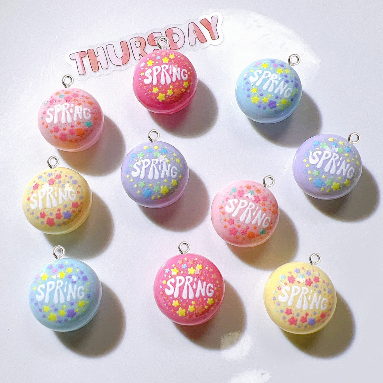 10Pcs Circular Planar Resin Ch - Resin Art Earrings Material ulasan dan harga