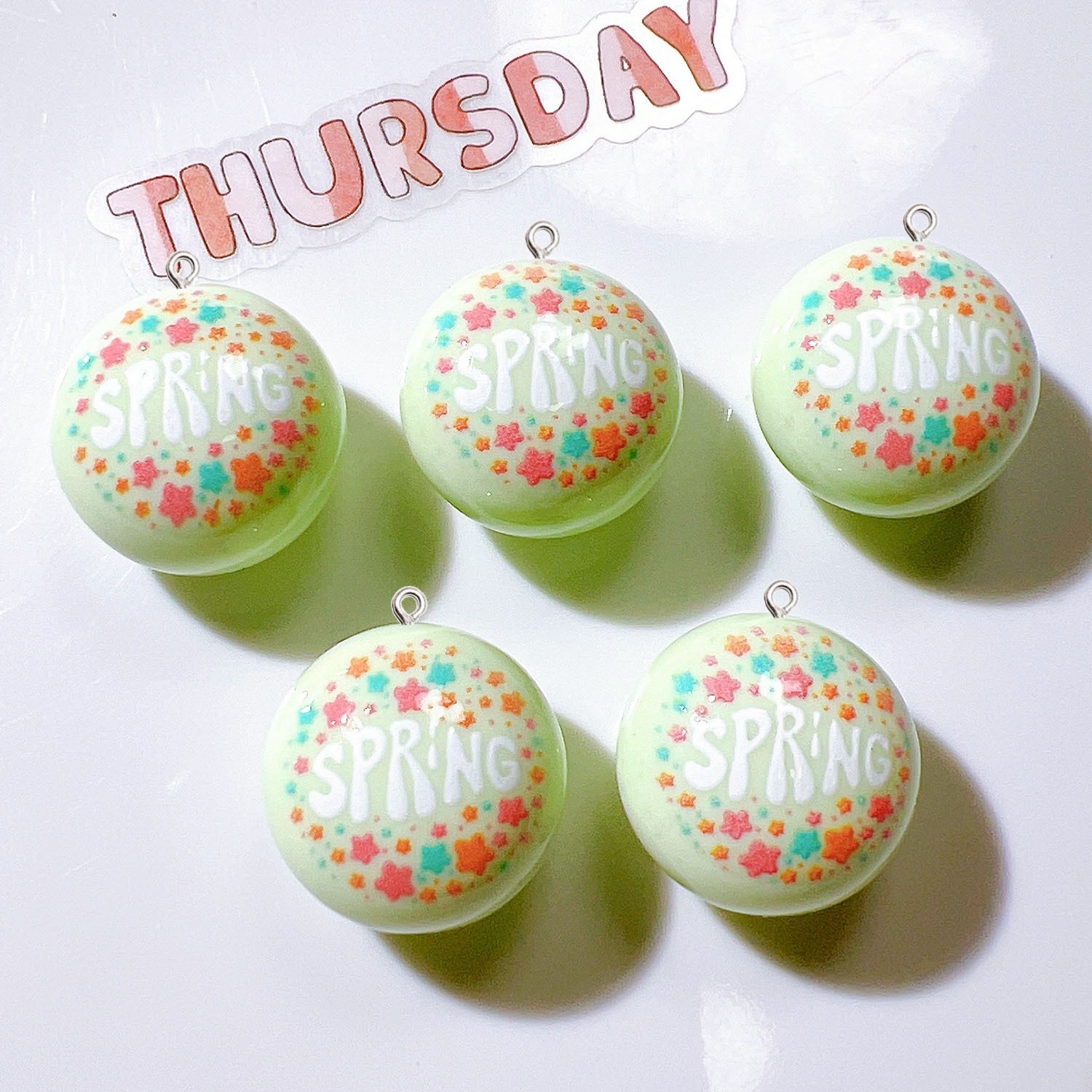 10Pcs Circular Planar Resin Ch - Resin Art Earrings Material ulasan dan harga