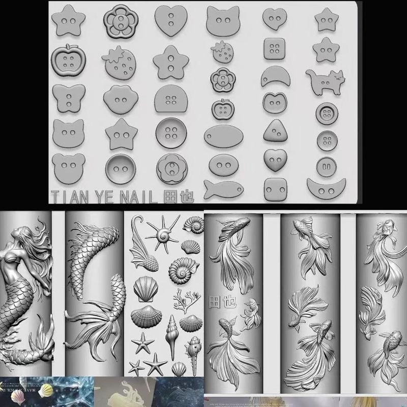 3D Soft Silicone Nail Ocean Me - Resin Art Templates Free ulasan dan harga