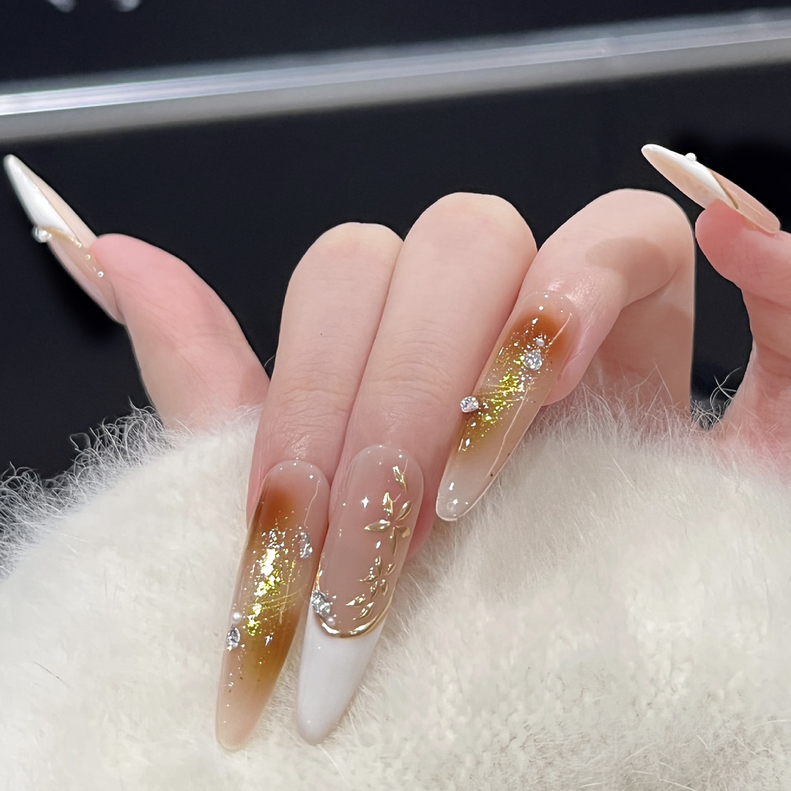 10pcs Cat Eye Print French Nai - Resin Art Design For Wedding ulasan dan harga