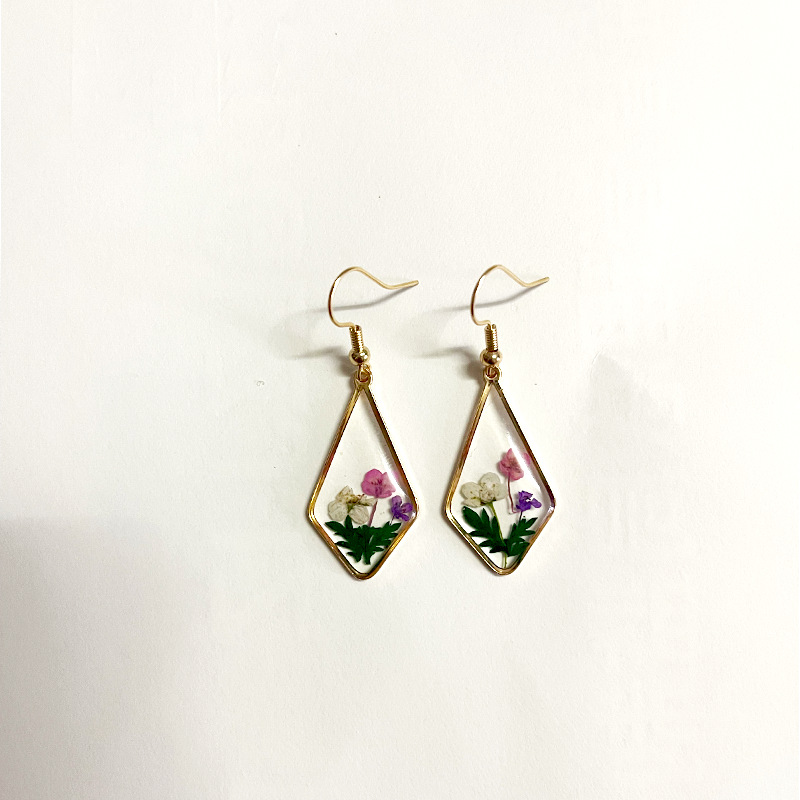 Fashion Dried Flower Earrings  - Dried Flower Pressed ulasan dan harga